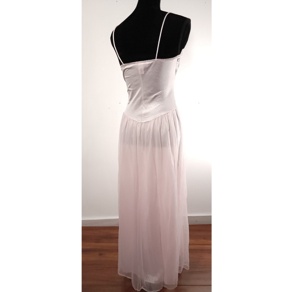 Vintage Beth Michaels Satin Nightgown with Sheer Robe Pink Sz Small - Picture 8 of 10